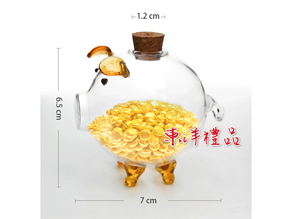 迷你玻璃豬金豆豆存錢筒 RH-80829