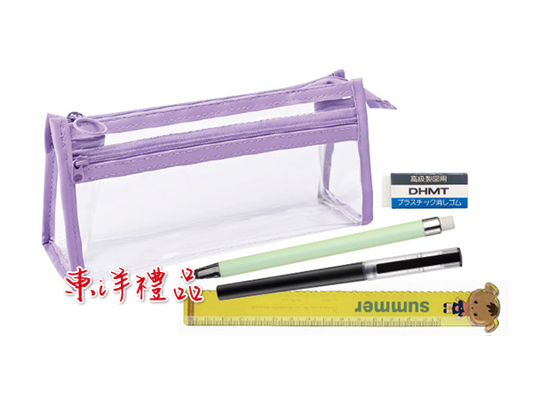 雙拉鍊透明筆袋文具組 SJ-EK47